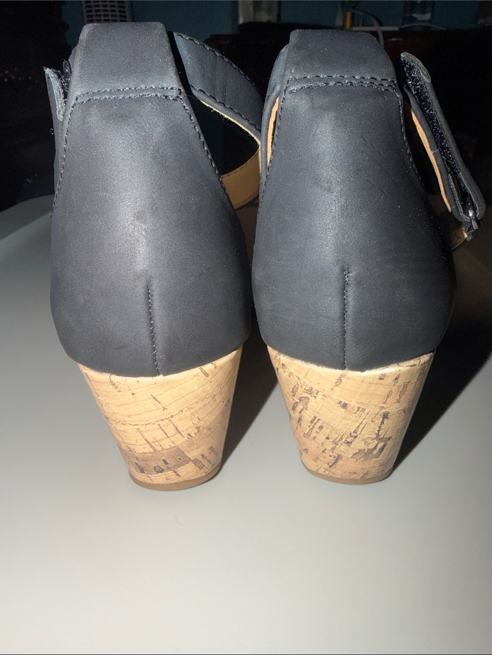 Naturalizer Leopard Print Cork Wedge Sandals with Black Ankle Strap - Picture 3 of 7
